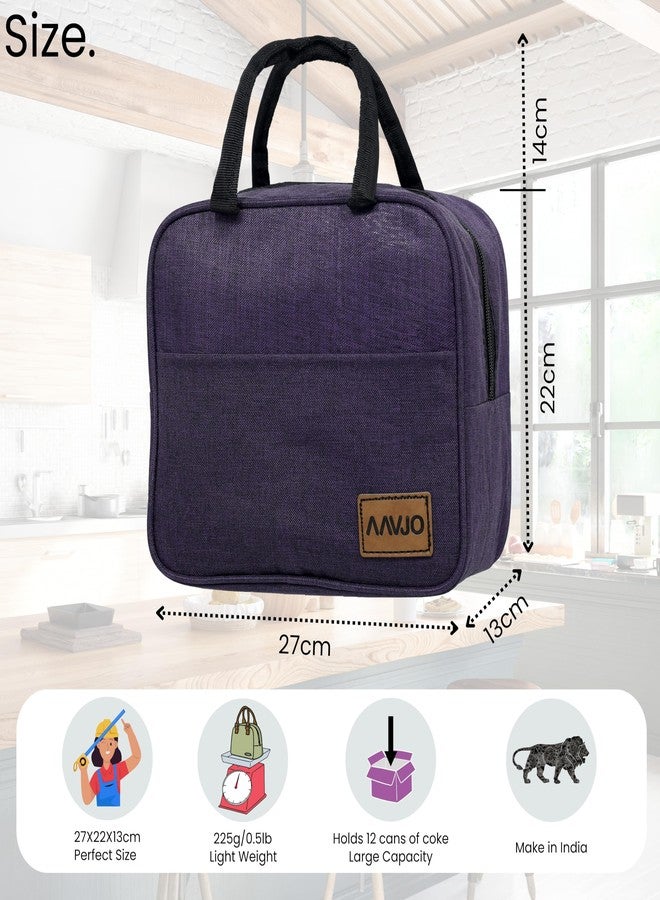 Aavjo Insulated Travel Picnic Lunch Bag for Boys Girls Kids and Adults - Leakproof Reusable Tote with High Capacity, Perfect for Women & Men, Ideal for Work, Travel, and Outdoor Activities (Purple) - Image 2